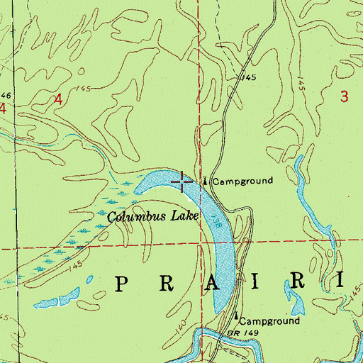 Topographic Map of Columbus Lake, AR