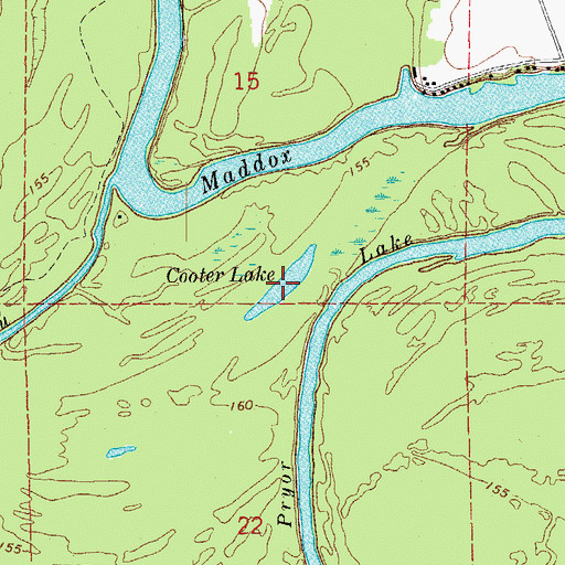 Topographic Map of Cooter Lake, AR
