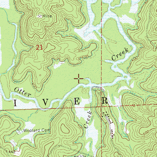 Topographic Map of Ojibway (historical), MO