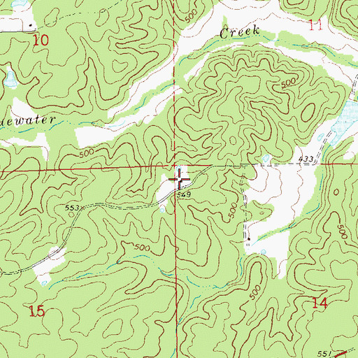 Topographic Map of Bluewater School, MO
