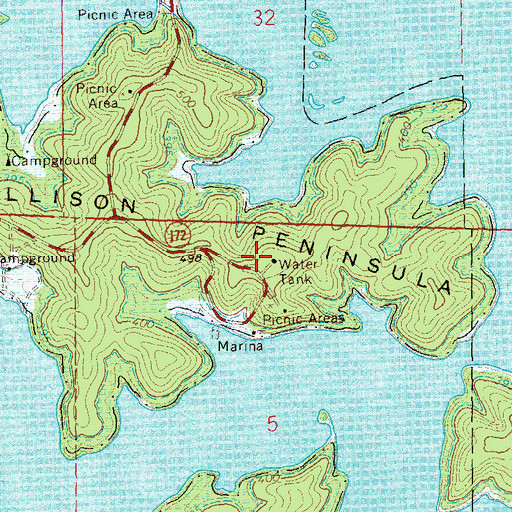 Topographic Map of Allison School (historical), MO