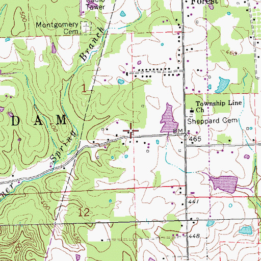 Topographic Map of Black Creek School, MO