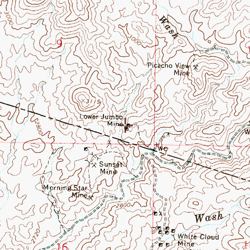 Topographic Map of Lower Jumbo Mine, AZ