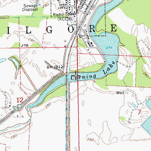 Topographic Map of Corning Lake, AR