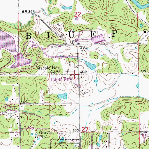 Topographic Map of Marble Hill School (historical), MO
