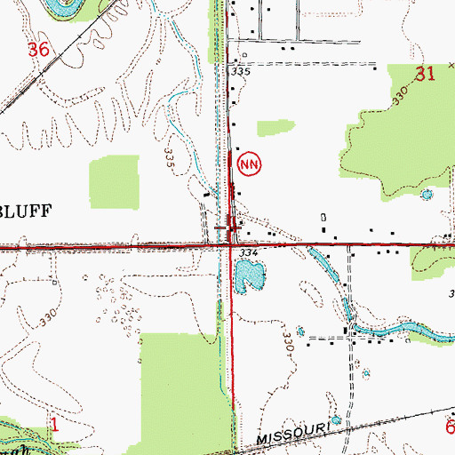 Topographic Map of Baskey School, MO