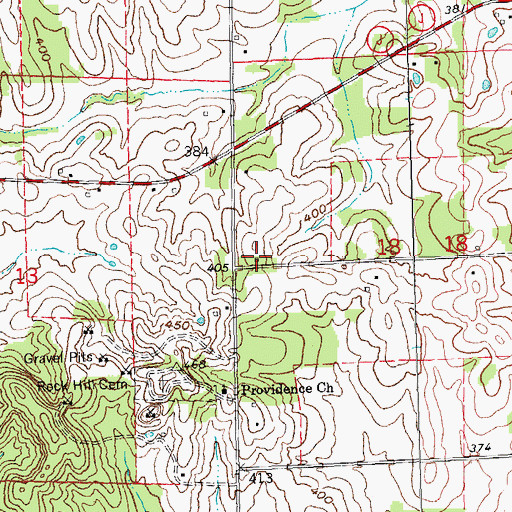 Topographic Map of Rock Hill School, MO