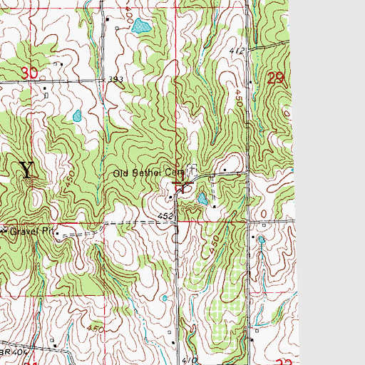 Topographic Map of Garner School (historical), MO