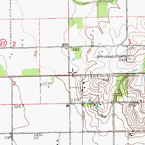 Topographic Map of Dowdy School, MO
