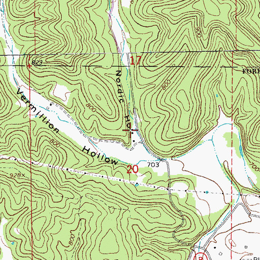 Topographic Map of Pleasant Site School, MO