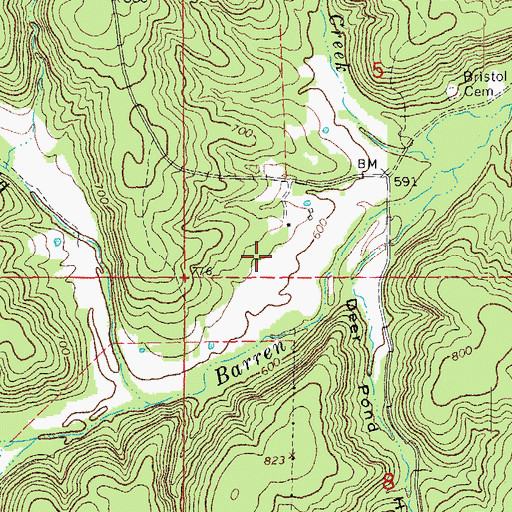Topographic Map of Bristoll School (historical), MO
