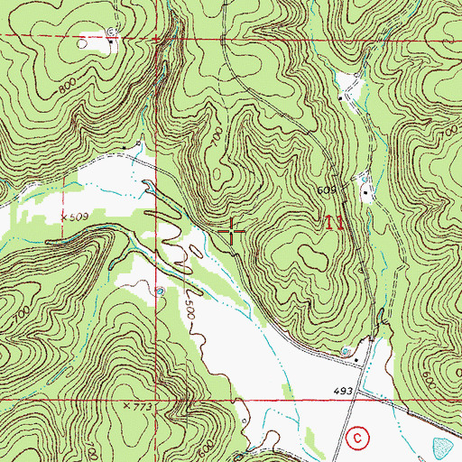 Topographic Map of Hickory Grove School, MO