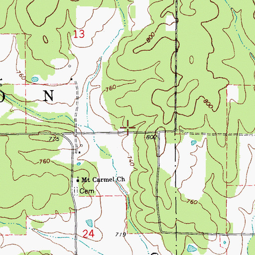 Topographic Map of Upper Tenmile School (historical), MO