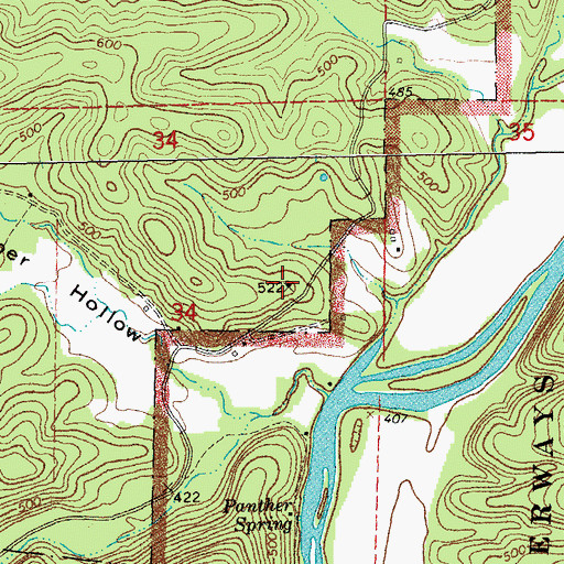 Topographic Map of Bradford Chapel (historical), MO