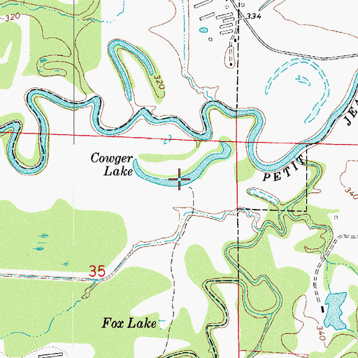 Topographic Map of Cowger Lake, AR