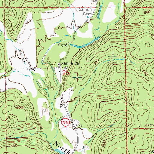 Topographic Map of Shiloh School, MO