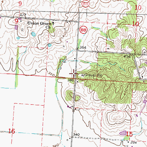 Topographic Map of Gum Point School, MO