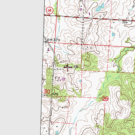 Topographic Map of Zion School (historical), MO