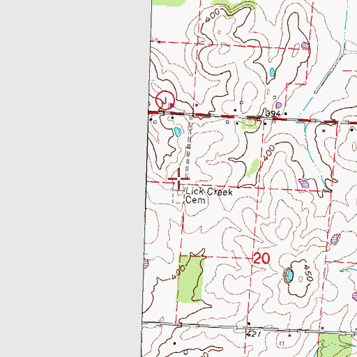 Topographic Map of Lick Creek Chapel (historical), MO