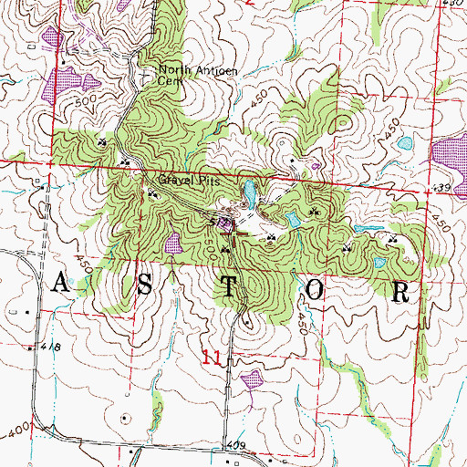 Topographic Map of North Antioch School (historical), MO