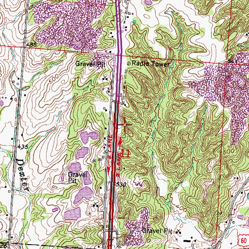 Topographic Map of Renner School (historical), MO