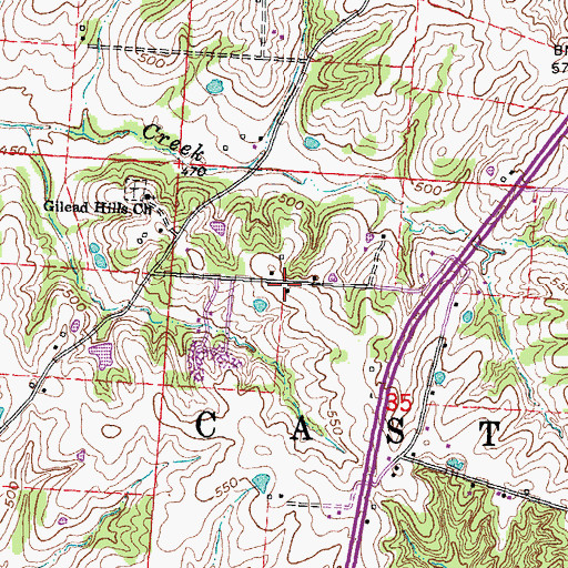 Topographic Map of Hill School, MO