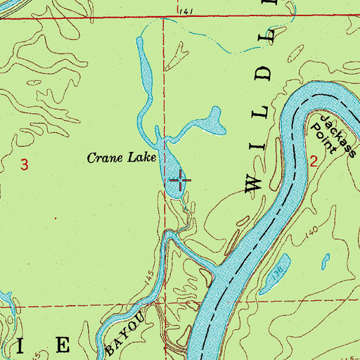 Topographic Map of Crane Lake, AR