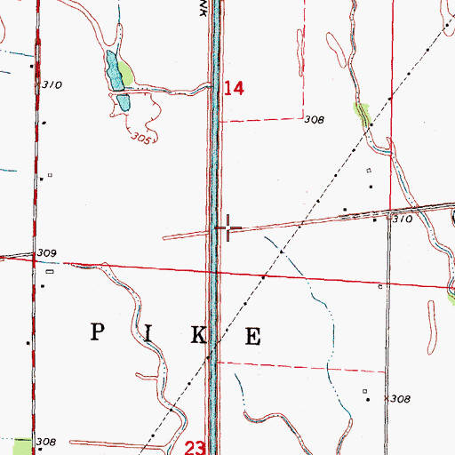 Topographic Map of Bridwell (historical), MO