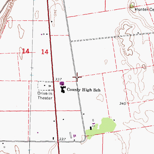 Topographic Map of Shady Grove School, MO