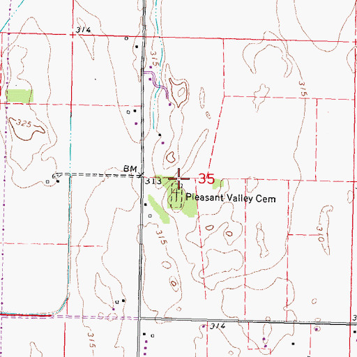 Topographic Map of Pleasant Valley Church (historical), MO