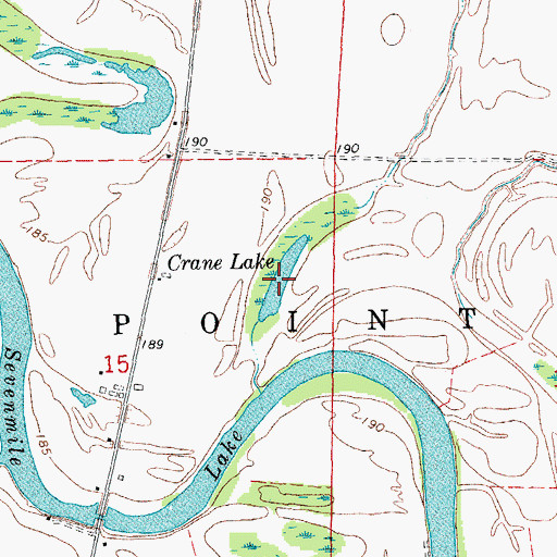 Topographic Map of Crane Lake, AR