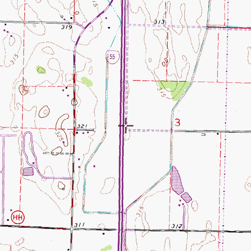 Topographic Map of Boardman School (historical), MO
