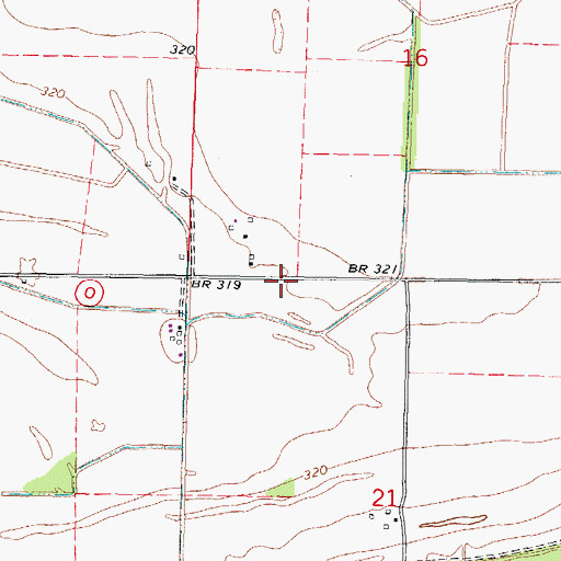 Topographic Map of Texas Bend School (historical), MO