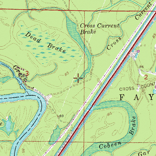 Topographic Map of Cross Current Brake, AR