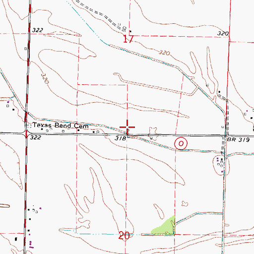 Topographic Map of Texas Bend School, MO
