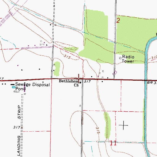 Topographic Map of Grigsby School (historical), MO