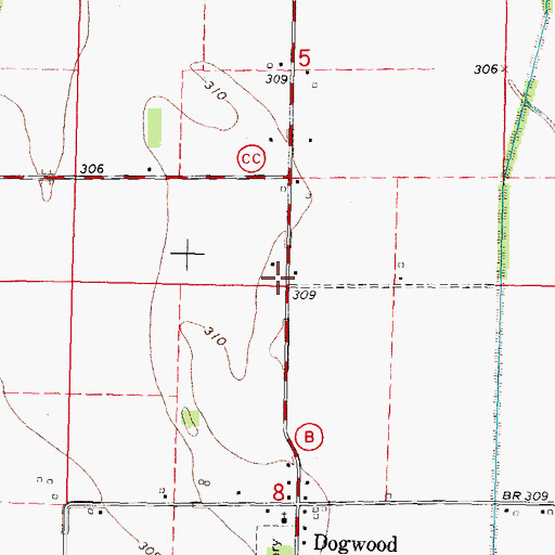 Topographic Map of Dogwood School (historical), MO