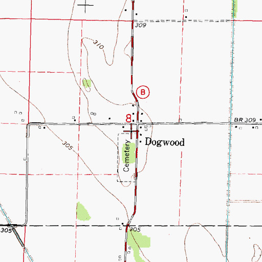 Topographic Map of Dogwood Church, MO