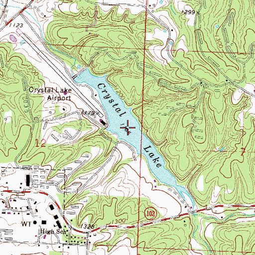 Topographic Map of Crystal Lake, AR