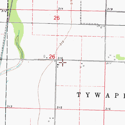 Topographic Map of Bridges School, MO