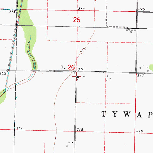 Topographic Map of Bridges Church, MO