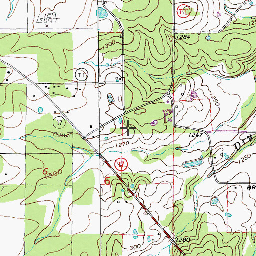 Topographic Map of Oak Ridge School (historical), MO