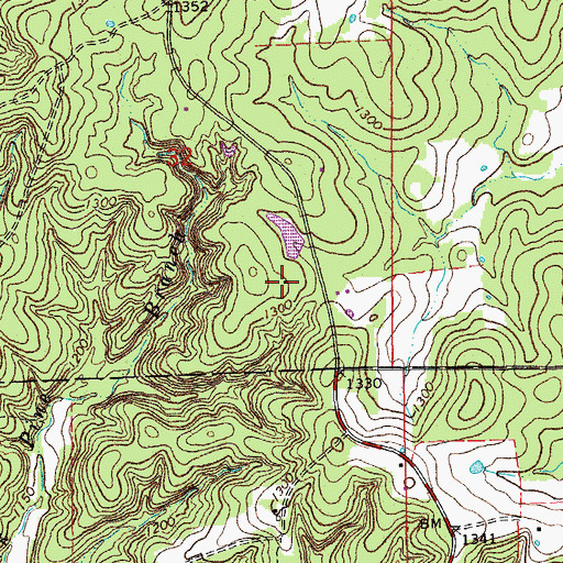 Topographic Map of Johns School, MO