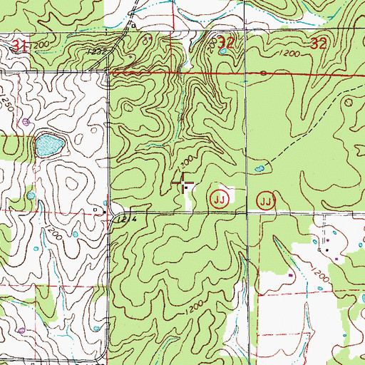 Topographic Map of Oak Hill School, MO