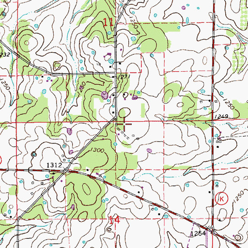 Topographic Map of Leidy School (historical), MO
