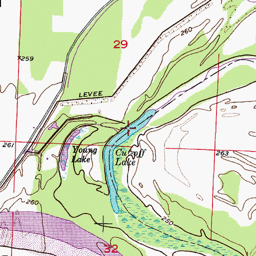 Topographic Map of Cut-off Lake, AR
