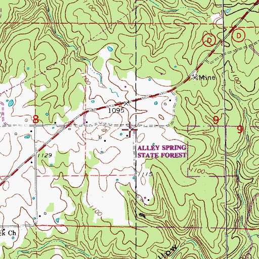 Topographic Map of Flat Rock School (historical), MO