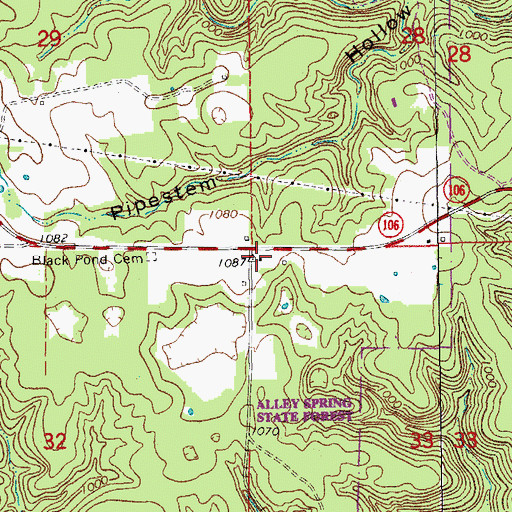 Topographic Map of Black Pond School, MO