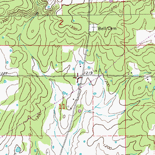 Topographic Map of Bell School, MO