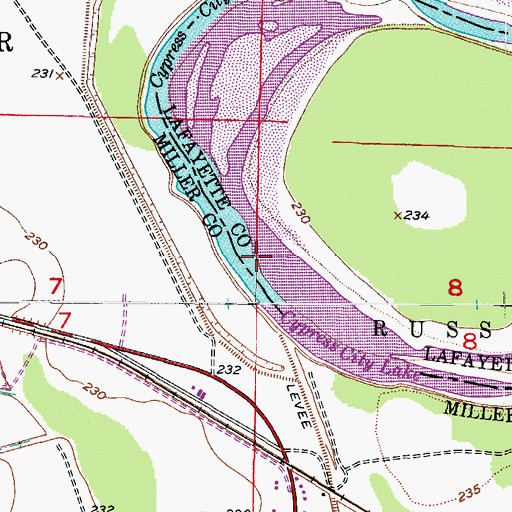 Topographic Map of Cypress City Lake, AR